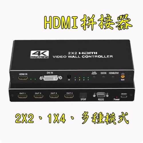 台中現貨 HDMI拼接器 電視牆拼接器 2x2 1x2 1x4 video wall controller 分割器