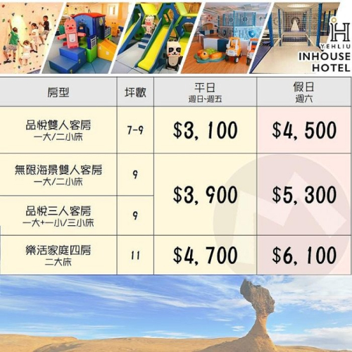 400坪親子設施！(瑪利歐旺日/暑假不加價)台北萬里野柳薆悅渡假酒店(原泊逸)【各房型+早餐+親子設施+停車】