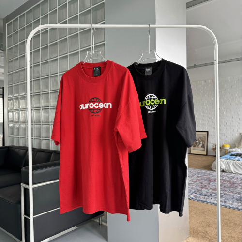 【B.Y】韓國 EST.2000 aurocean 地球 短T 寬鬆 落肩 OVERSIZE 短袖T桖 五分袖