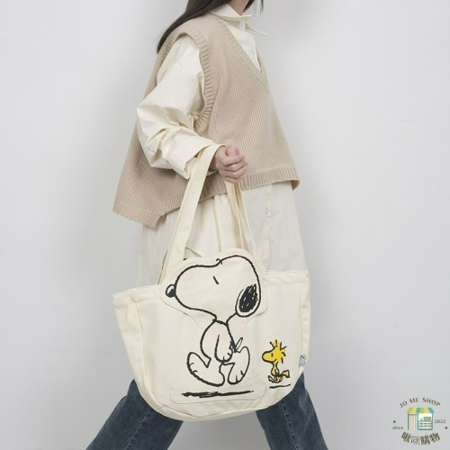 官方✨️正版✨️Snoopy 史努比 卡通大容量 帆布包 包包 女 ins 單肩包 帆布袋