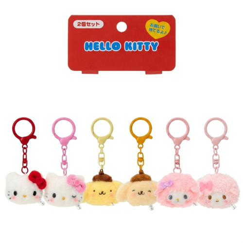 過生活IP訂購 三麗鷗 絨毛造型鑰匙圈2入組 HelloKitty 大耳狗 酷洛米 布丁狗 美樂蒂 Piano 6541