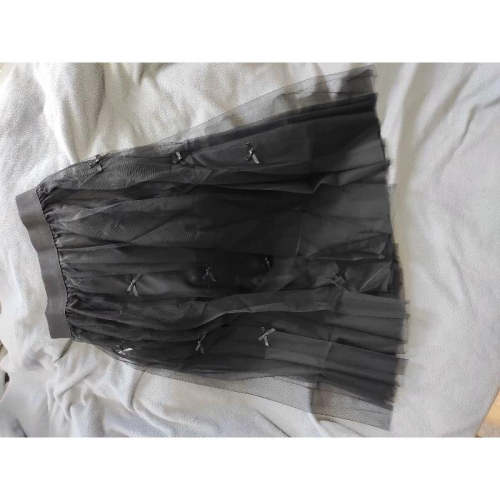 紗裙 黑色 蝴蝶結 FREE SIZE(最大到3XL) 長裙 到小腿一半