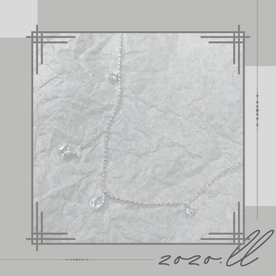 zozo.ll ❧ 水滴鋯石鎖骨鏈 S925銀「台灣現貨」韓國項鍊、甜美風項鍊