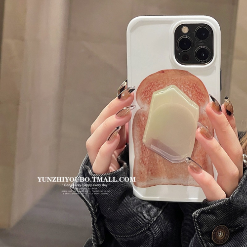 ins吐舌面包奶酪支架適用iphone13/12pro max蘋果11手機殼iphonex軟硅膠xsmax創意x/xr日