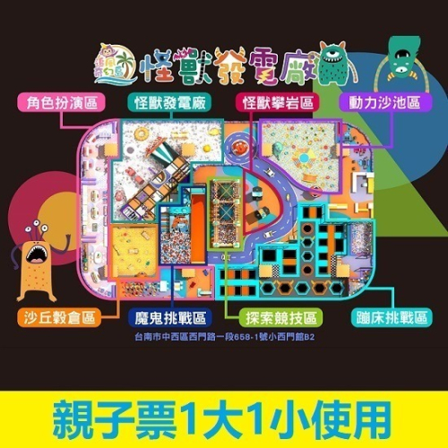 追風奇幻島 台南館【怪獸發電廠】1大1小使用 奇幻島 票券 門票