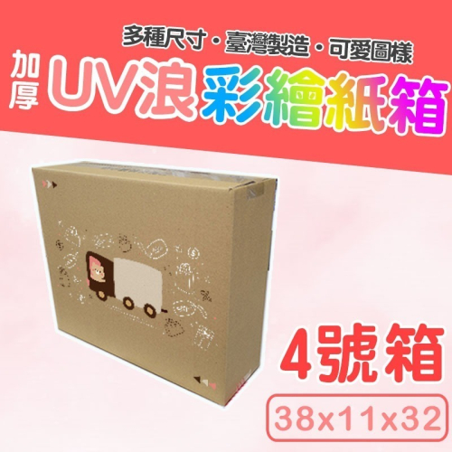 4 號箱 38*11*32 彩繪紙箱 現貨供應 三層瓦楞紙箱 【彩繪設計，不加價】
