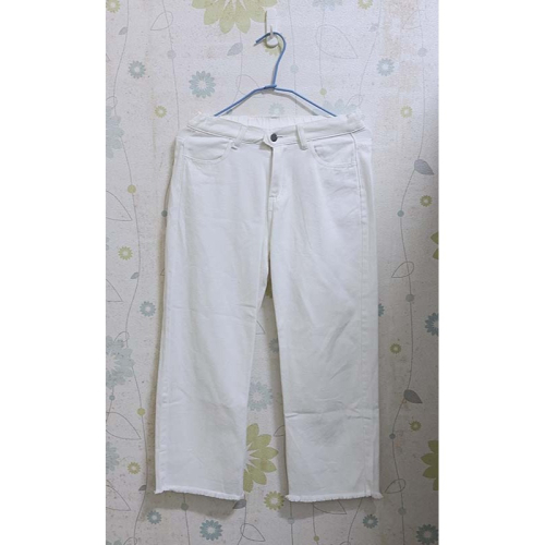 法式慵懶褲腳抽鬚拉鍊直筒牛仔褲