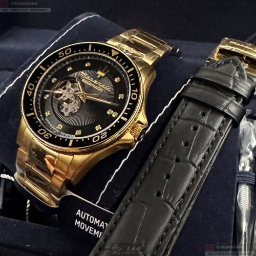 MASERATI手錶,編號R8823140003,44mm金色錶殼,金色錶帶款