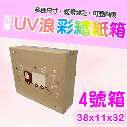 4 號箱 38*11*32 彩繪紙箱 現貨供應 三層瓦楞紙箱 【彩繪設計，不加價】