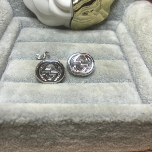 GUCCI 經典 銀色 亮面 基本款 雙G 二手 耳環