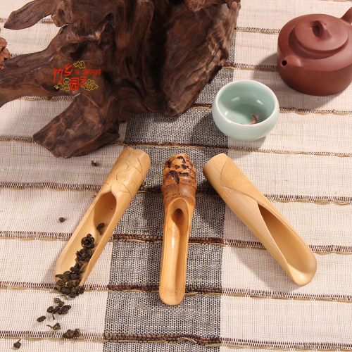 天然手工竹雕竹茶則竹茶鏟賞茶荷功夫茶道零配件