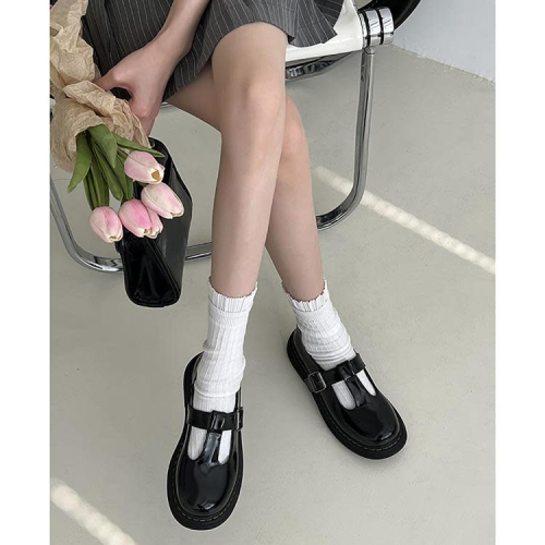 圓頭百搭黑色粗跟英倫風小皮鞋女2023新款春秋復古法式瑪麗珍單鞋