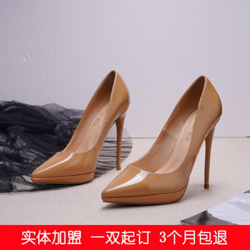 高跟鞋 2023新款漆皮防水臺12厘米尖頭細跟鞋性感時尚單鞋 優易托