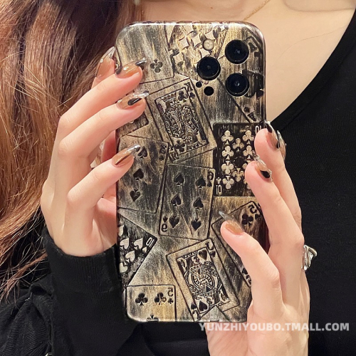 復古個性撲克牌適用iphone12pro max蘋果11手機殼iphonex浮雕xsmax皮紋xr日韓8plus男女款半