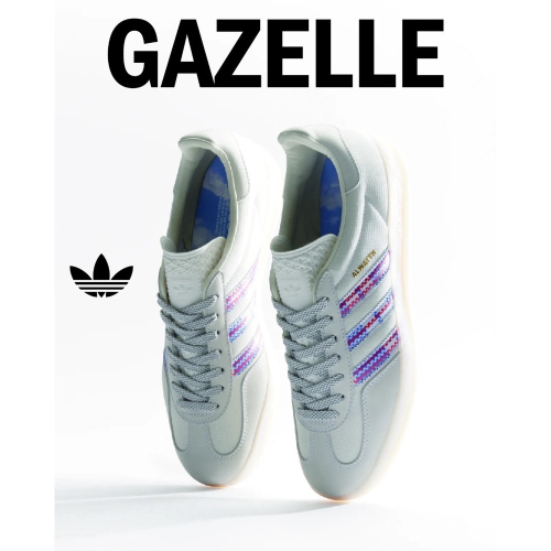 ?adidas GAZELLE INDOOR X ALWAYTH聯名款運動休閒鞋｜聯名款｜白色｜米白色｜格紋｜白色底｜