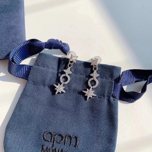 APM MONACO耳環 六芒星圓圈耳環 氣質時尚耳釘 鑲晶鑽耳釘 垂墜耳環 高級感輕奢耳環 耳飾 925純銀耳釘