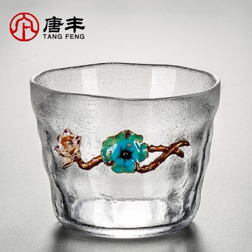 唐豐玻璃茶洗小號蓮花錘紋洗茶杯器皿家用透明多功能杯洗190211Z