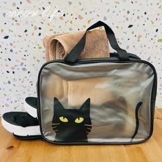 Meow life 黑貓 乾濕分離 可放鞋 漱洗包 游泳包 沙灘包 洗澡包 手提包 旅行收納包 運動包 [台灣現貨]