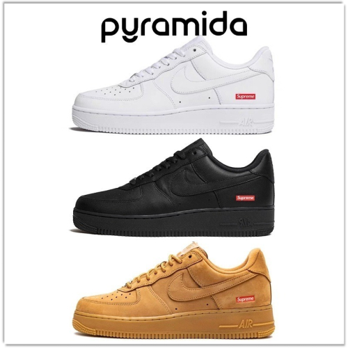 Supreme x Nike Air Force 1 聯名 白 黑 小麥 CU9225-100-001