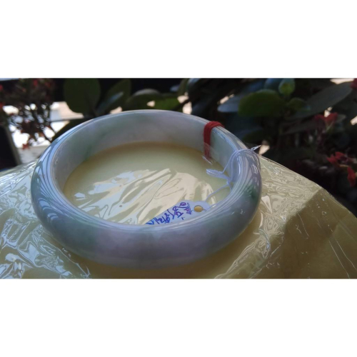 17.3圍天然緬甸玉硬玉翡翠A貨冰種紫羅蘭三彩辣綠飄花冰潤手鐲玉鐲鐲子圓鐲細膩有種水珠寶玉石首飾飾品