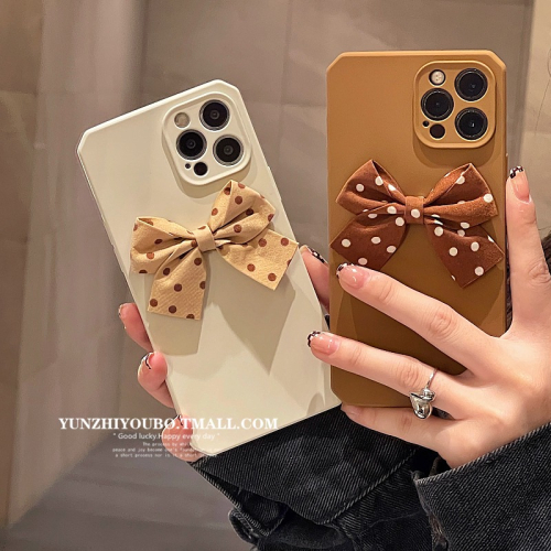 韓風ins波點蝴蝶結適用iphone13/12pro max蘋果11手機殼iphonex軟硅膠xsmax創意x/xr日韓