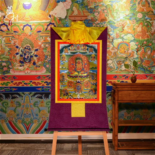 藏村 馬頭明王掛件唐卡 西藏鍍金家用用品馬頭金剛掛件像小號35cm