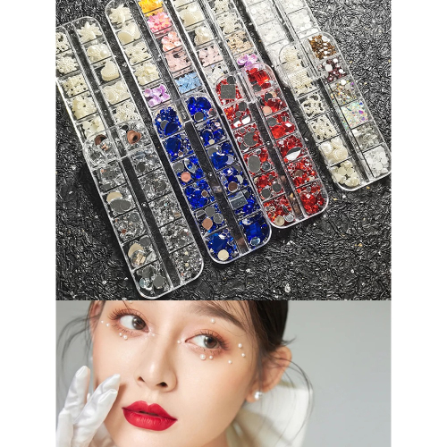 臉部貼鉆妝面珍珠貼化妝水滴閃鉆貼臉飾品面部裝飾新娘妝美甲貼飾