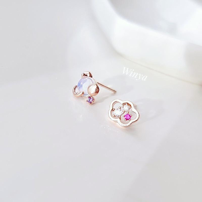 【Winya 韓國飾品 現貨 】正韓 小宇宙 耳環 星雲 星球 夾式耳環