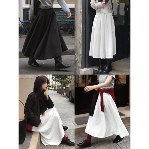 正韓製經典修身打褶長裙 skirt 2色 / slowand 솔티 클래식 핀턱롱스커트