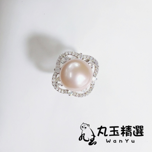 【丸玉精選 WanYu】超美!! 店長特選款 天然珍珠戒指 925銀 完美 正圓 可調式戒圍