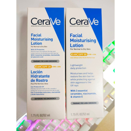 CeraVe適樂膚 全效清爽修護防曬乳SPF50 52ml 溫和清爽保濕防曬乳(日間溫和保濕乳)SPF30 台灣公司貨