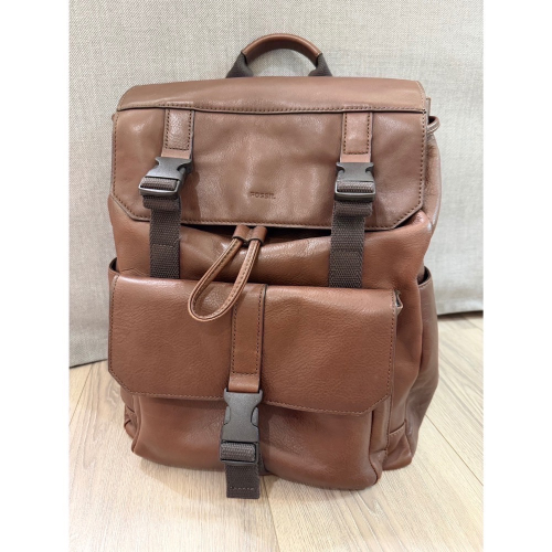 【二手】Fossil Buckner Rucksack 真皮後背包｜棕色 SBG1283】