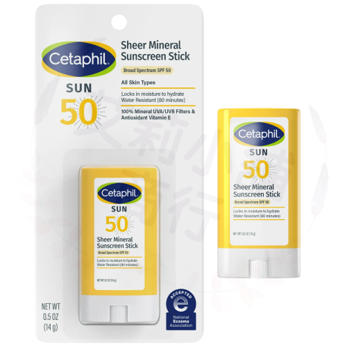 預購 Cetaphil Sheer Mineral Sunscreen Stick SPF 50 透明礦物防曬棒