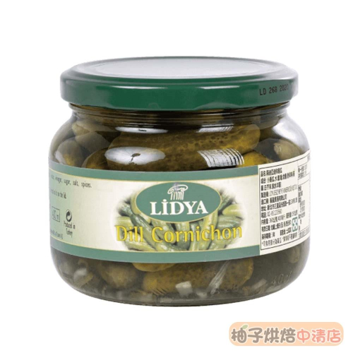 【柚子烘焙食品】LIDYA 莉迪亞 迷你酸瓜 400ml 酸黃瓜 土耳其酸黃瓜 黃瓜條 漢堡 大亨堡 開胃小菜 輕食料理
