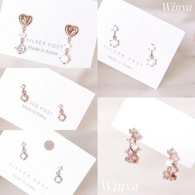 【winya 韓國飾品 現貨 】正韓 水鑽 單鑽 系列 5款 耳環 限量現貨