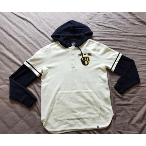 【I5】二手很新47Brand 密爾瓦基釀酒人Milwaukee Brewers帽T SZ M