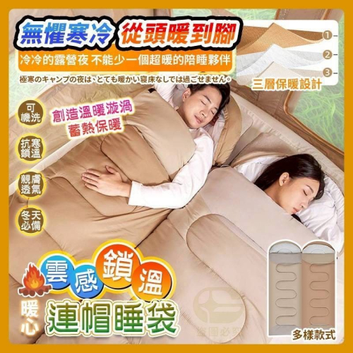 暖心雲感鎖溫連帽睡袋
