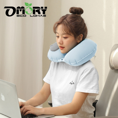 【OMORY】涼感素色按壓式充氣頸枕
