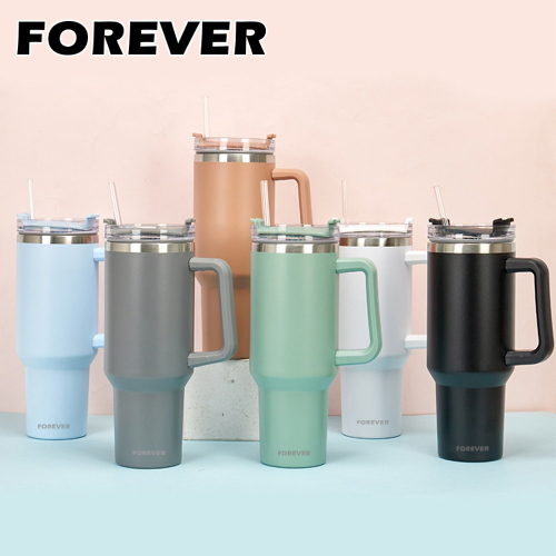 1200ML冰霸杯 飲料杯【日本FOREVER】不鏽鋼隨行保冷把手冰霸杯/隨行杯1200ML