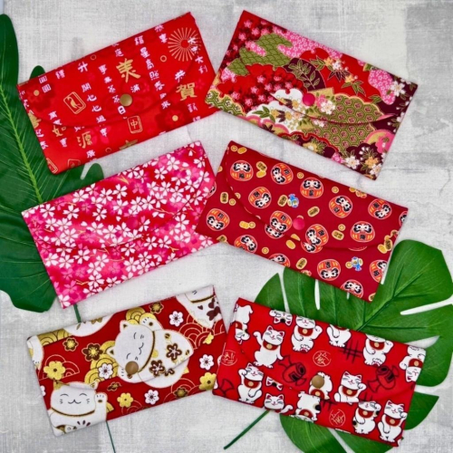 日系 招財貓 開運 櫻花 布紅包袋 手作雙層紅包袋