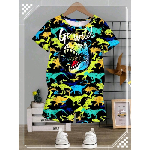 男童休閒朱羅紀恐龍套裝