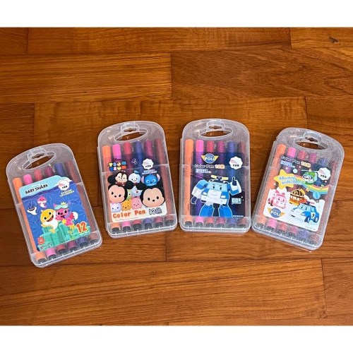 【快樂童年精品】出清商品 超優惠特價 買到賺到 正版授權 Tsum Tsum 波力 鯊魚寶寶12色可水洗 彩色筆