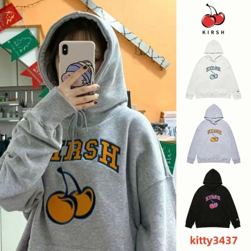 ?韓國代購? KIRSH 櫻桃帽T 連帽衛衣 無刷毛帽踢 秋冬寬鬆休閒衛衣 男女同款