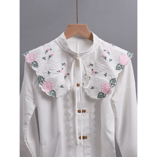 日系田園風可愛小花刺繡小披肩減齡假領子服飾配件