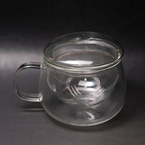 【全館滿599免運】玻璃蘑菇杯 350ml 濾心 杯子 蓋子 泡茶杯 玻璃水杯 耐熱玻璃水杯 咖啡杯 馬克杯