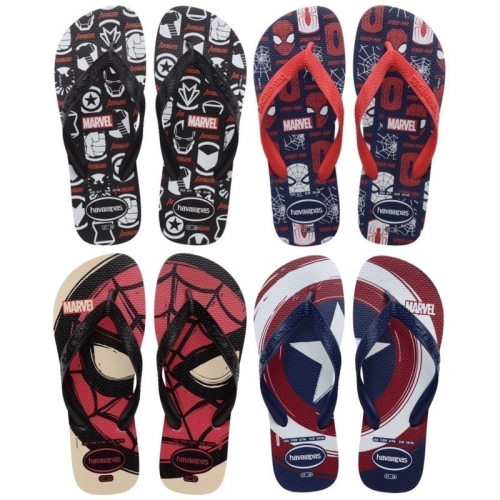 巴西人字拖Havaianas 男款 Marvel Logomania系列 紅/ 美國隊長盾牌/蜘蛛人臉