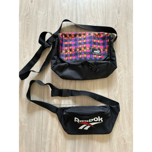 （二手）運動郵差包（Puma)+腰包（Reebok)兩件一組，出清。