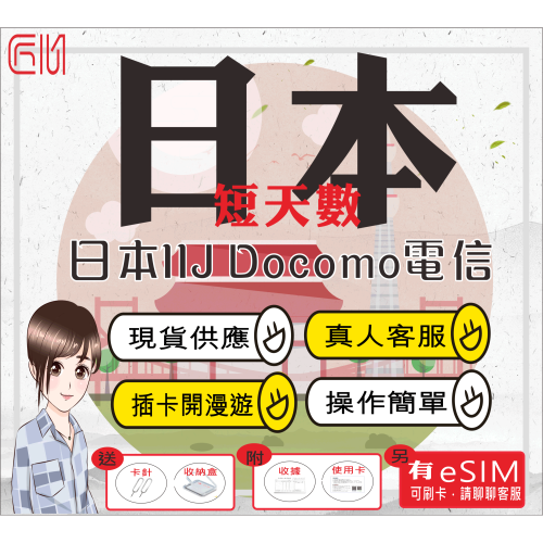 ├匠心_SIM┤日本上網卡 短天數 日本DOCOMO電信 京阪神 北海道 關西 日本網卡 日本sim卡 日本網路卡