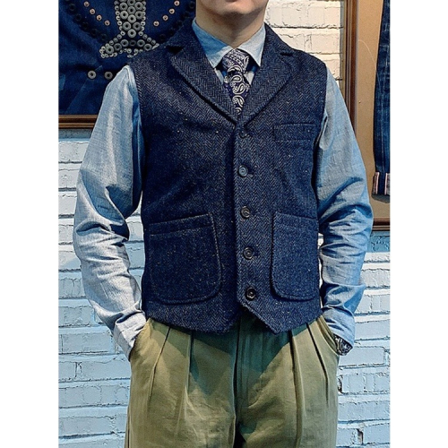 Harris Tweed 同款 RT復刻 純羊毛560克 魚骨紋馬甲 粗毛呢 560克