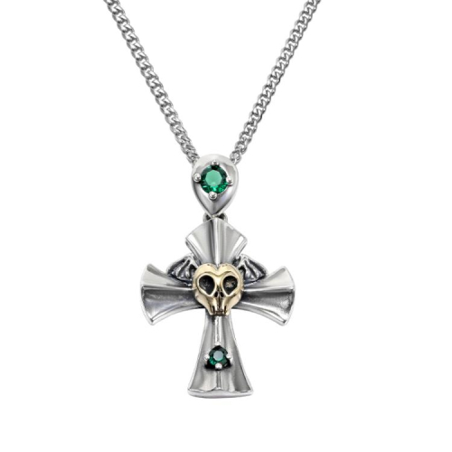 cross necklace 純銀骷髏頭十字架項鍊男女嘻哈潮ins鎖骨鍊
